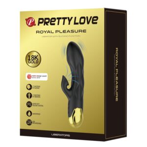 Vibrador Gold Royal Pleasure Succionador De Clitoris 7 Funciones Silicona Usb Recargable 19Cm X 3,6Cm