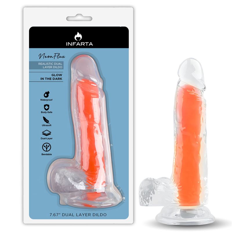 Dildo Neonflux Orange - Brilla En La Oscuridad - Imagen 5