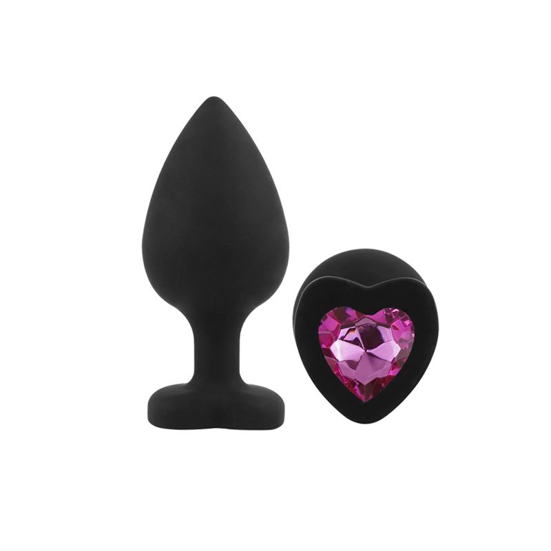Anal Plug Heart Love Silicone Large Black Plug - Purple Diamond - Imagen 2