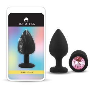 Anal Plug Gemmo Silicone Medium Black Plug - Pink Diamond