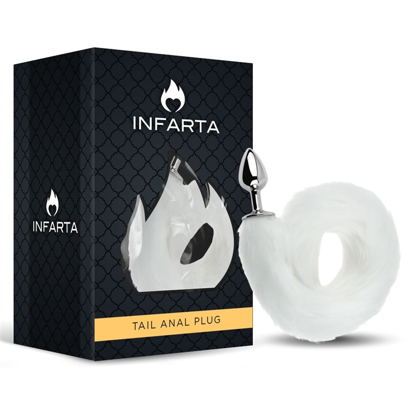 Anal Plug Tail Metal Small White