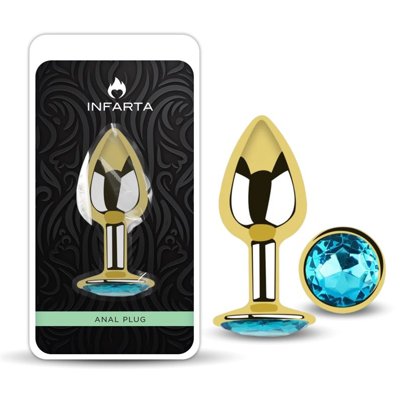 Anal Plug Eros Gold Metal Small Lightblue