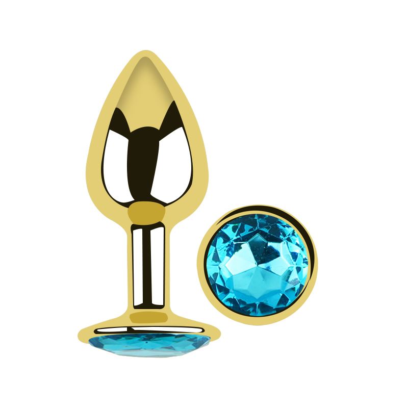 Anal Plug Eros Gold Metal Small Lightblue - Imagen 2