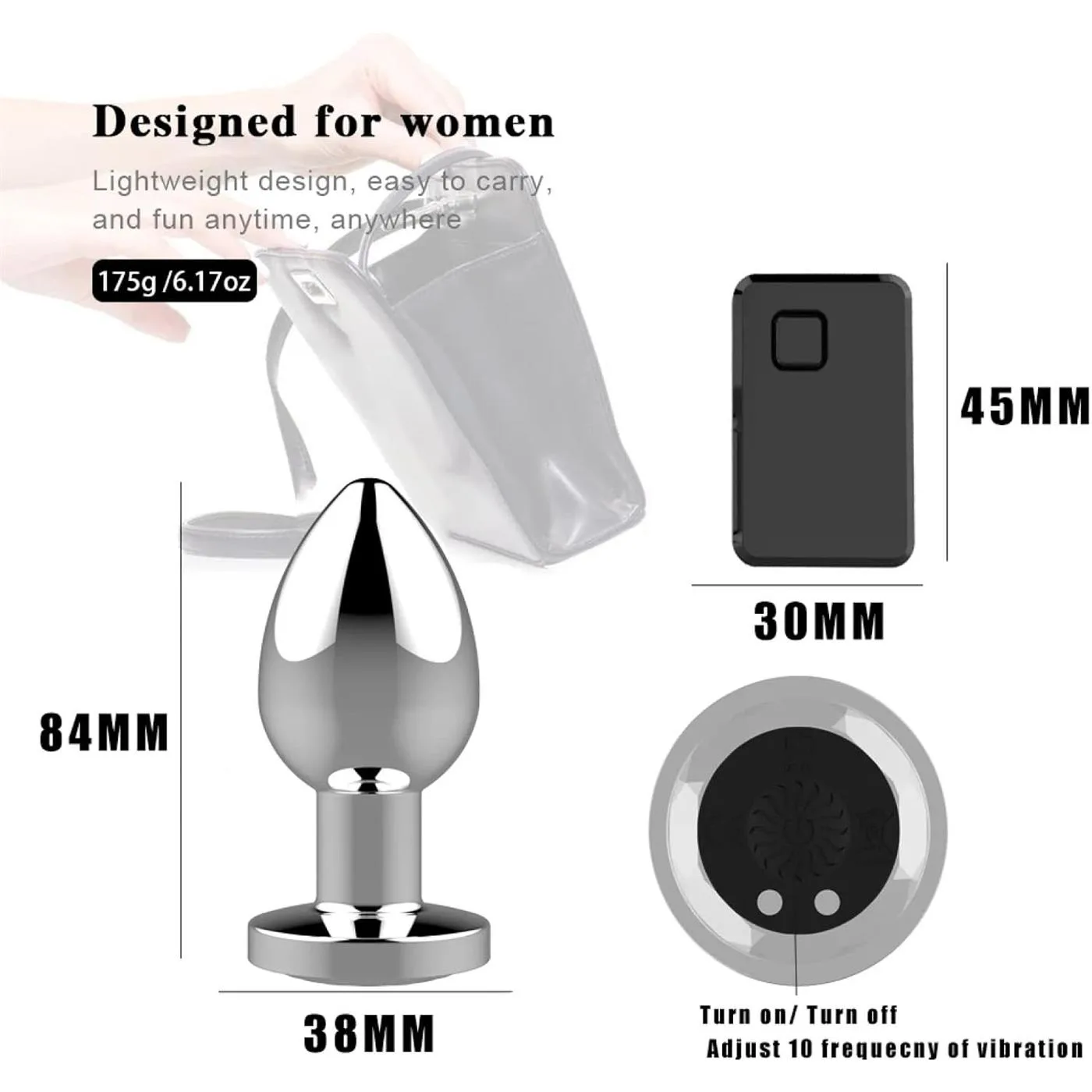 Plug Vibrador Anal Plateado / C9031 - Imagen 4