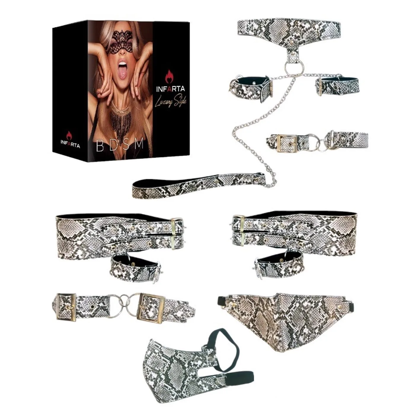 Kit Luxury Reptil Blanco Y Negro 7 Piezas - Imagen 9